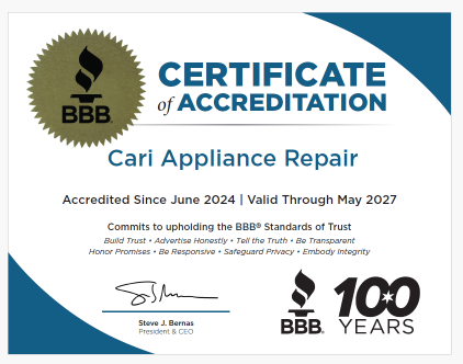 CARI Appliance Repair Aurora IL - BBB + Certificate of Accreditation
